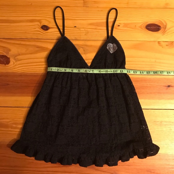 PINK Black Lace Rhinestone Teddy, EUC, XS - Picture 5 of 12